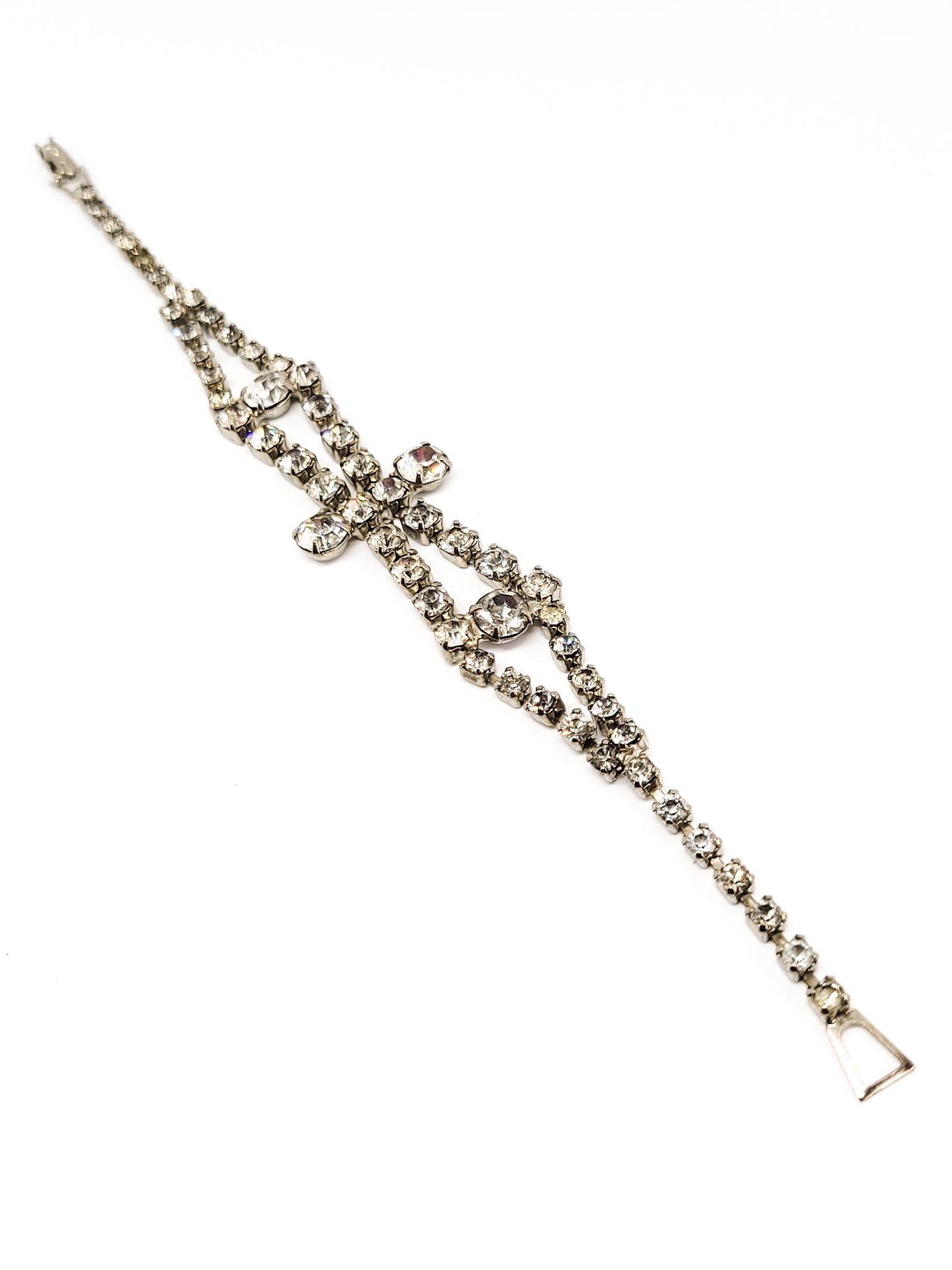 Clear abstract mid century clear rhinestone vintage tennis bracelet