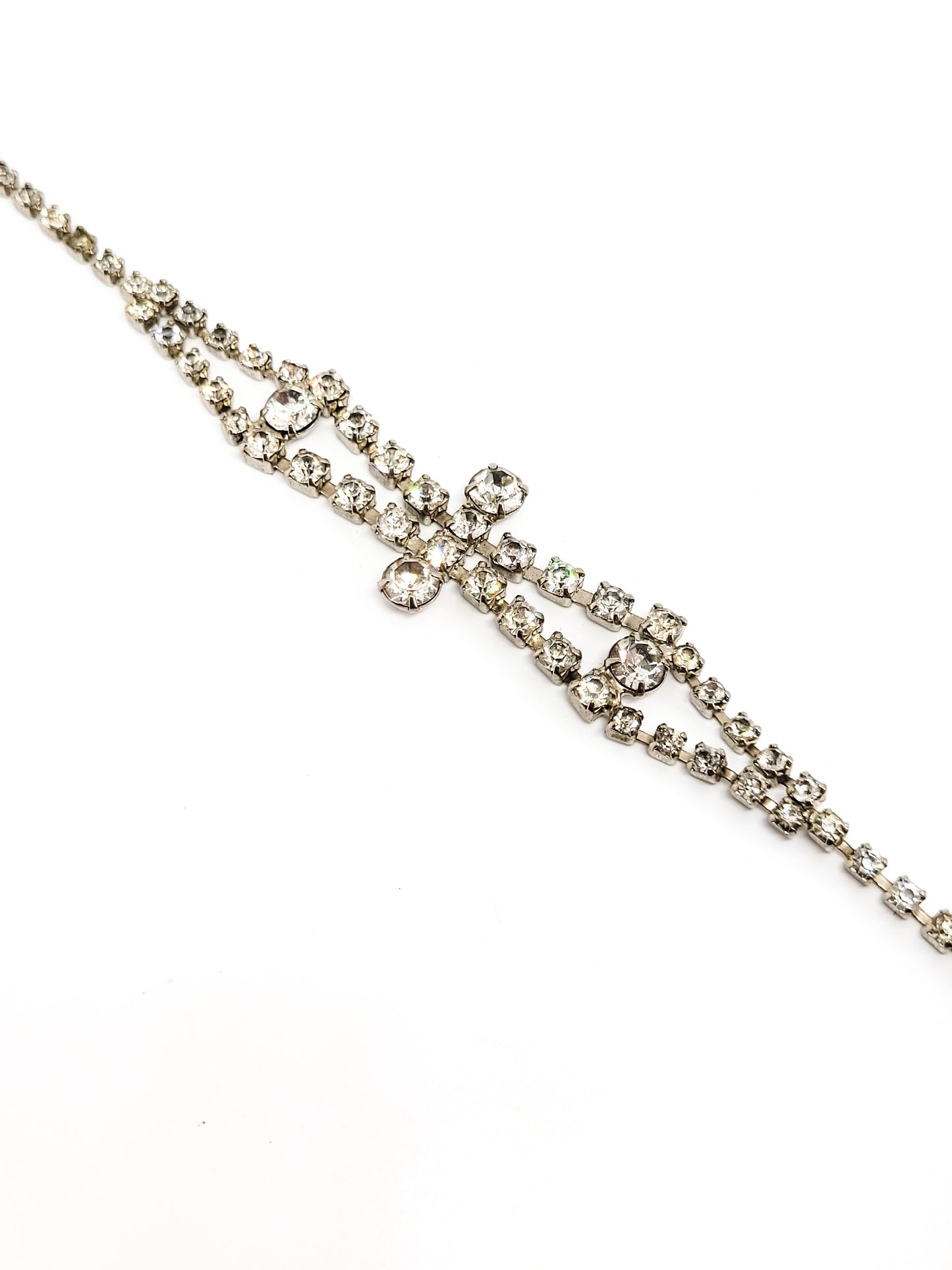 Clear abstract mid century clear rhinestone vintage tennis bracelet