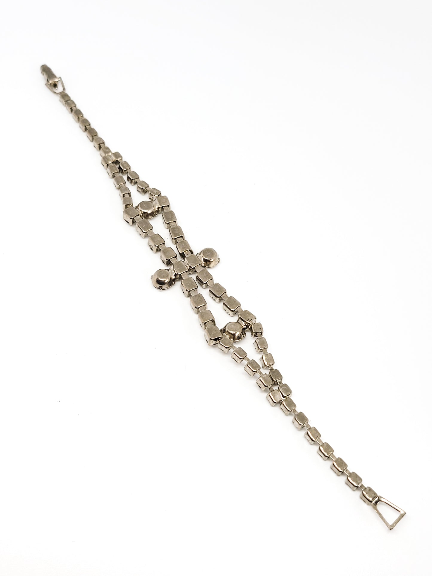 Clear abstract mid century clear rhinestone vintage tennis bracelet