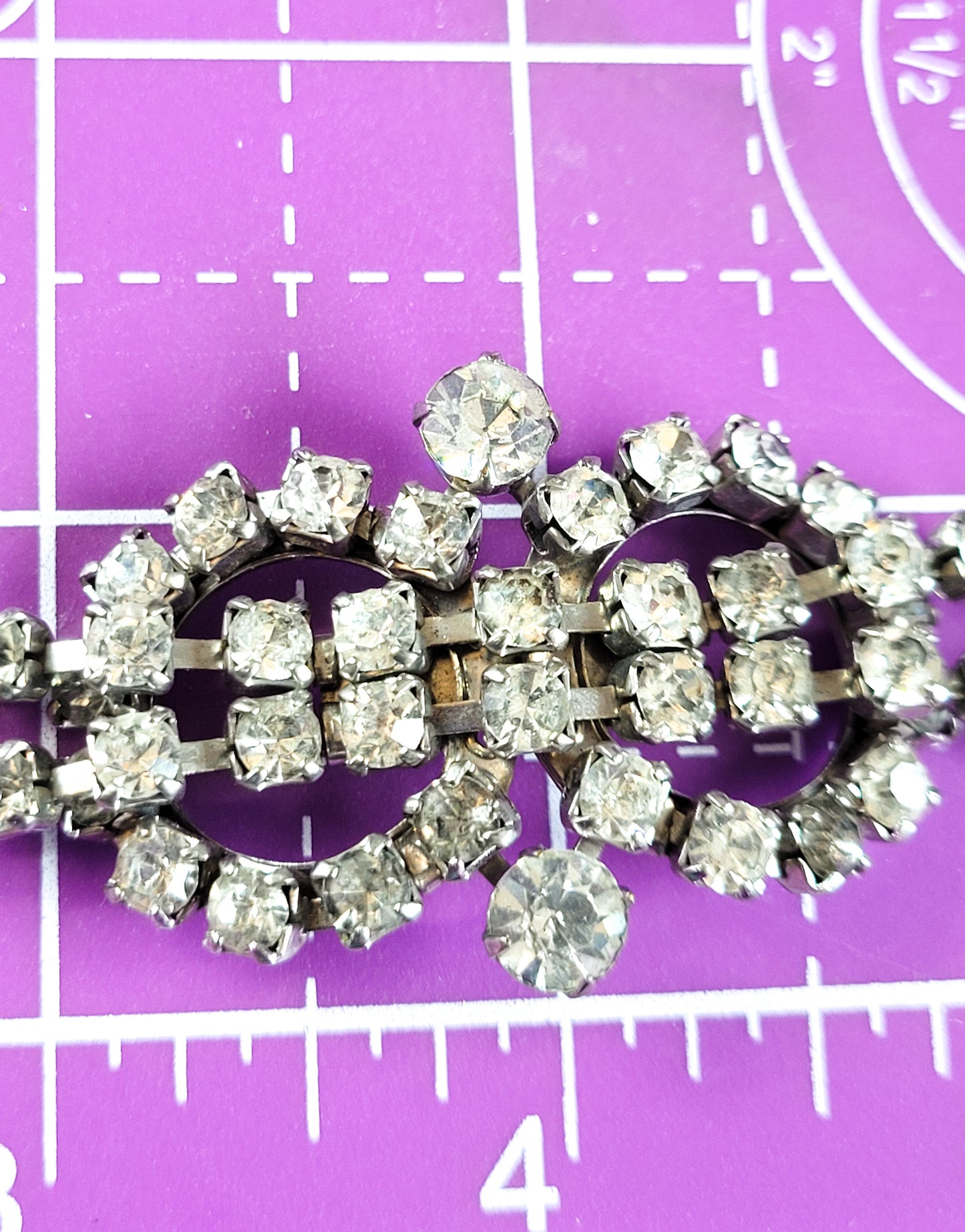 Art Deco unique large rhinestone infinity interlocking rhinestone vintage tennis bracelet