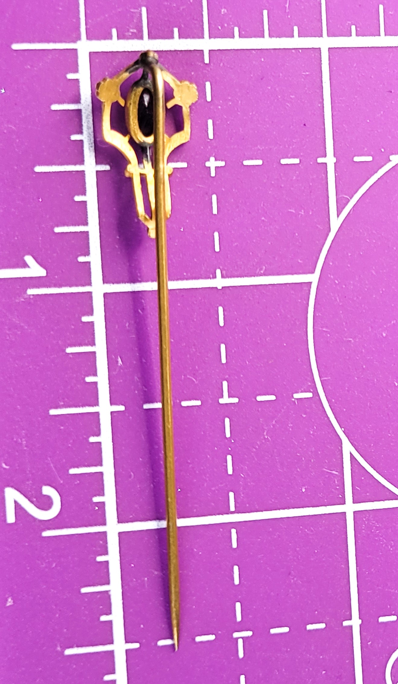 Antique CT signed Art Nouveau sweetheart forget me not flower purple stick pin lapel brooch