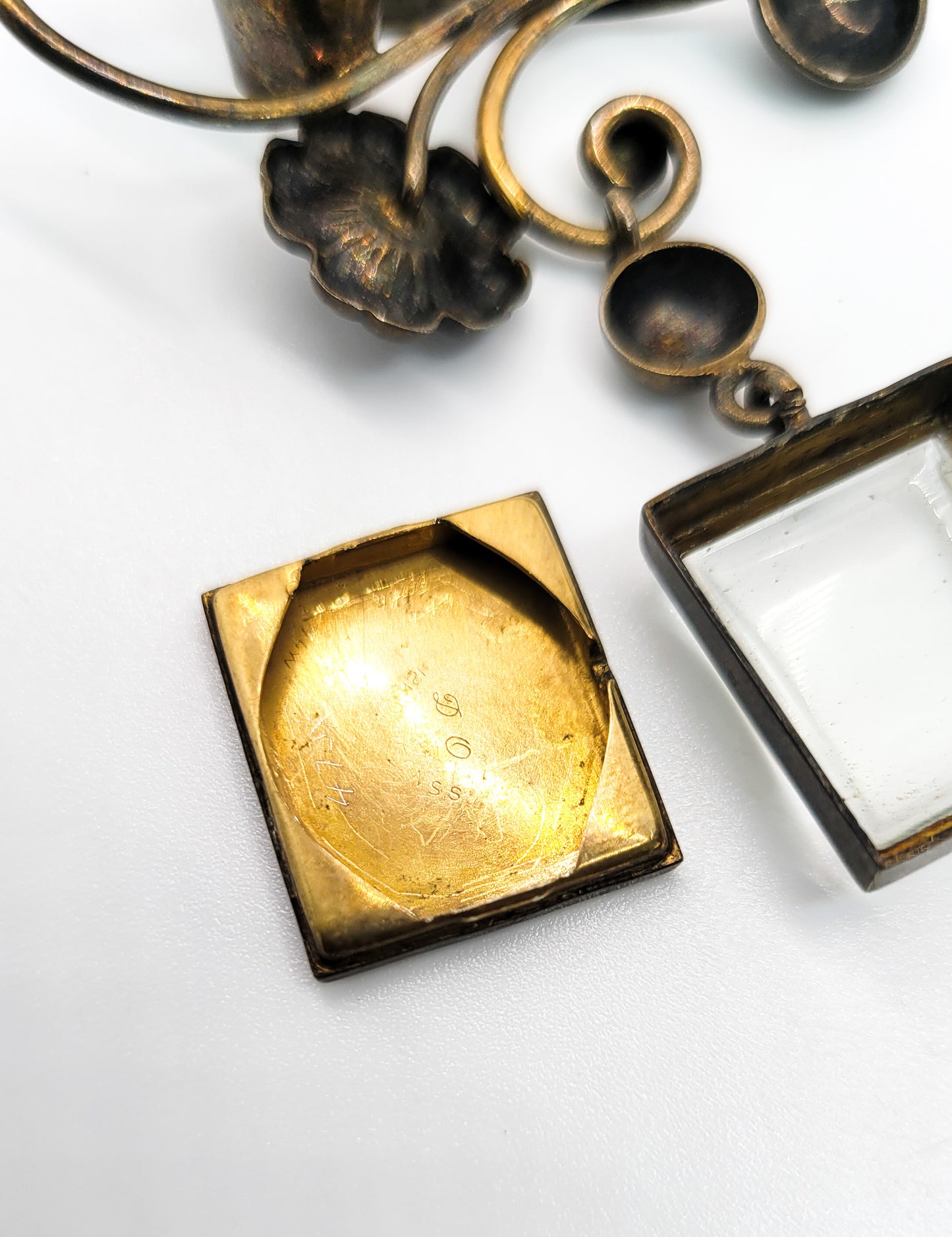 Banner 7 Jewel gold over sterling silver vintage pocket watch brooch For Repair