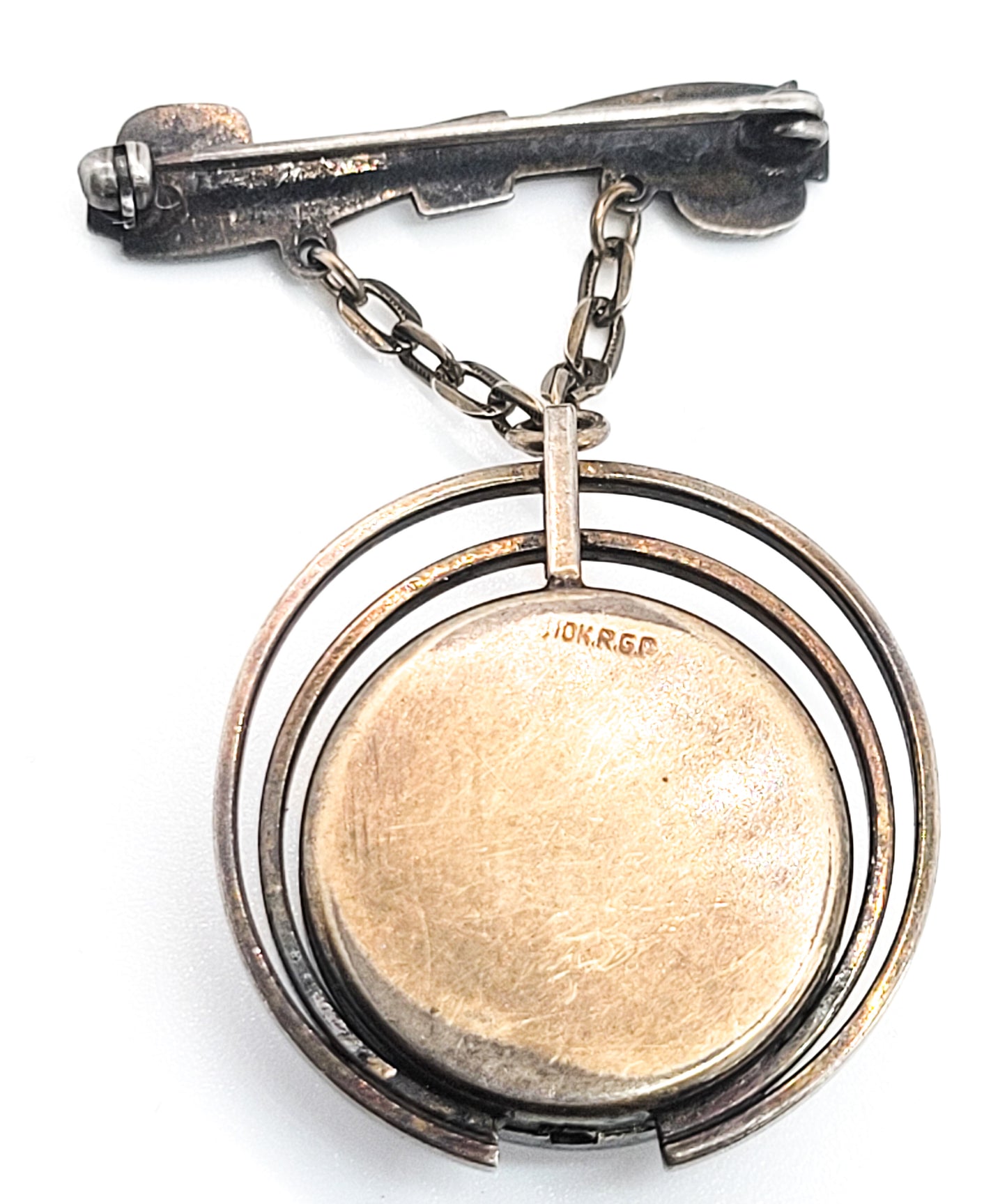 Vintage Elric Muralt 10kt gold over sterling silver watch fob brooch For Repair