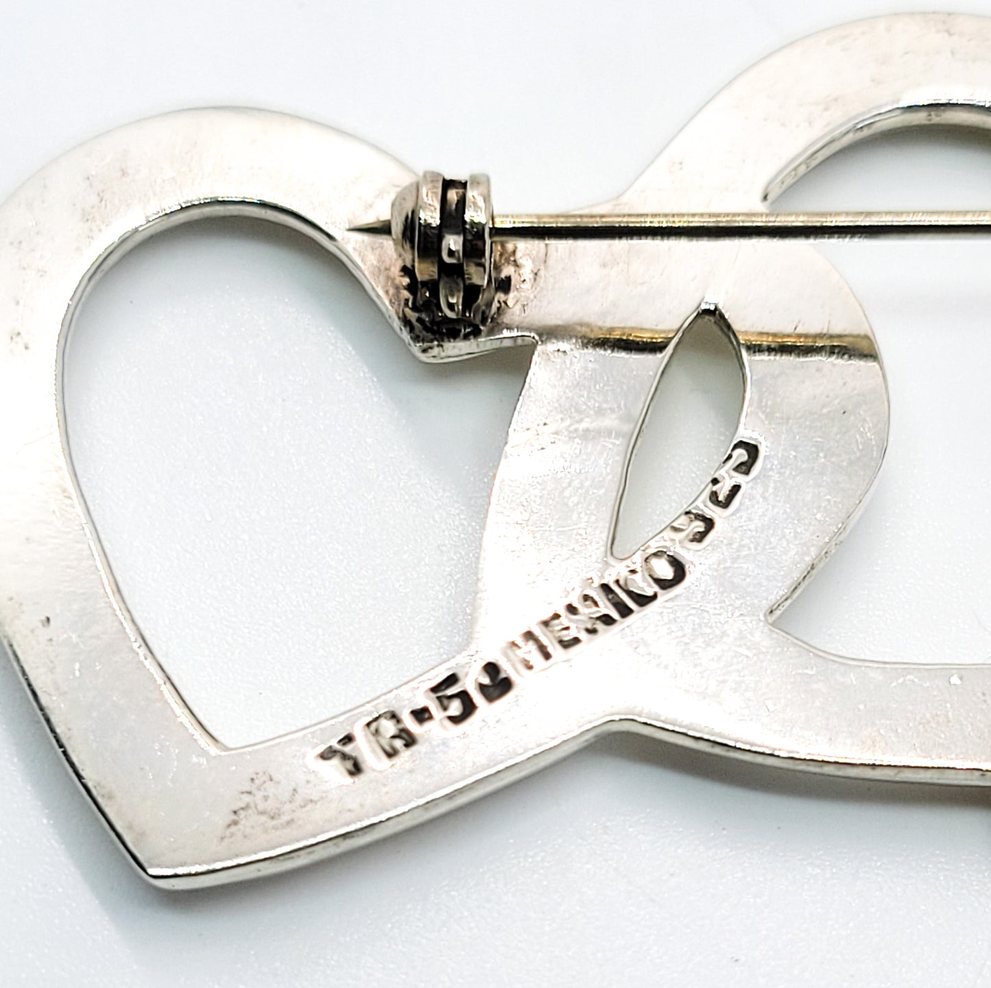 Tripple open heart 3 Love Taxco Mexico signed TR-52 vintage sterling silver brooch 925