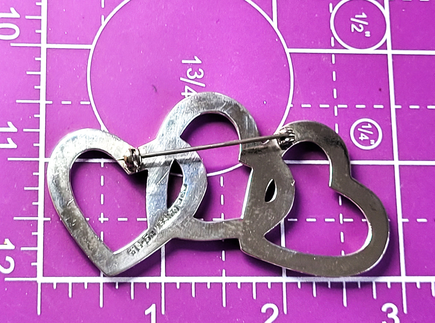 Tripple open heart 3 Love Taxco Mexico signed TR-52 vintage sterling silver brooch 925