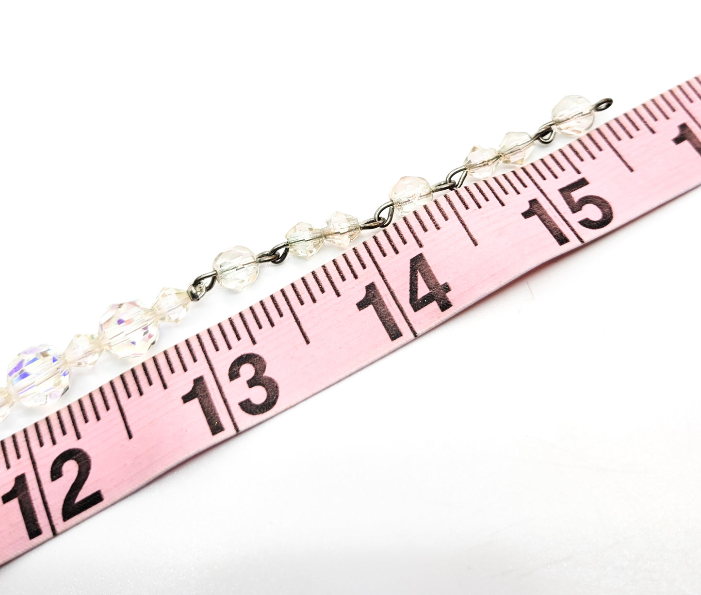 Vintage Austrian Crystal rainbow aurora borealis facted beaded adjustable necklace