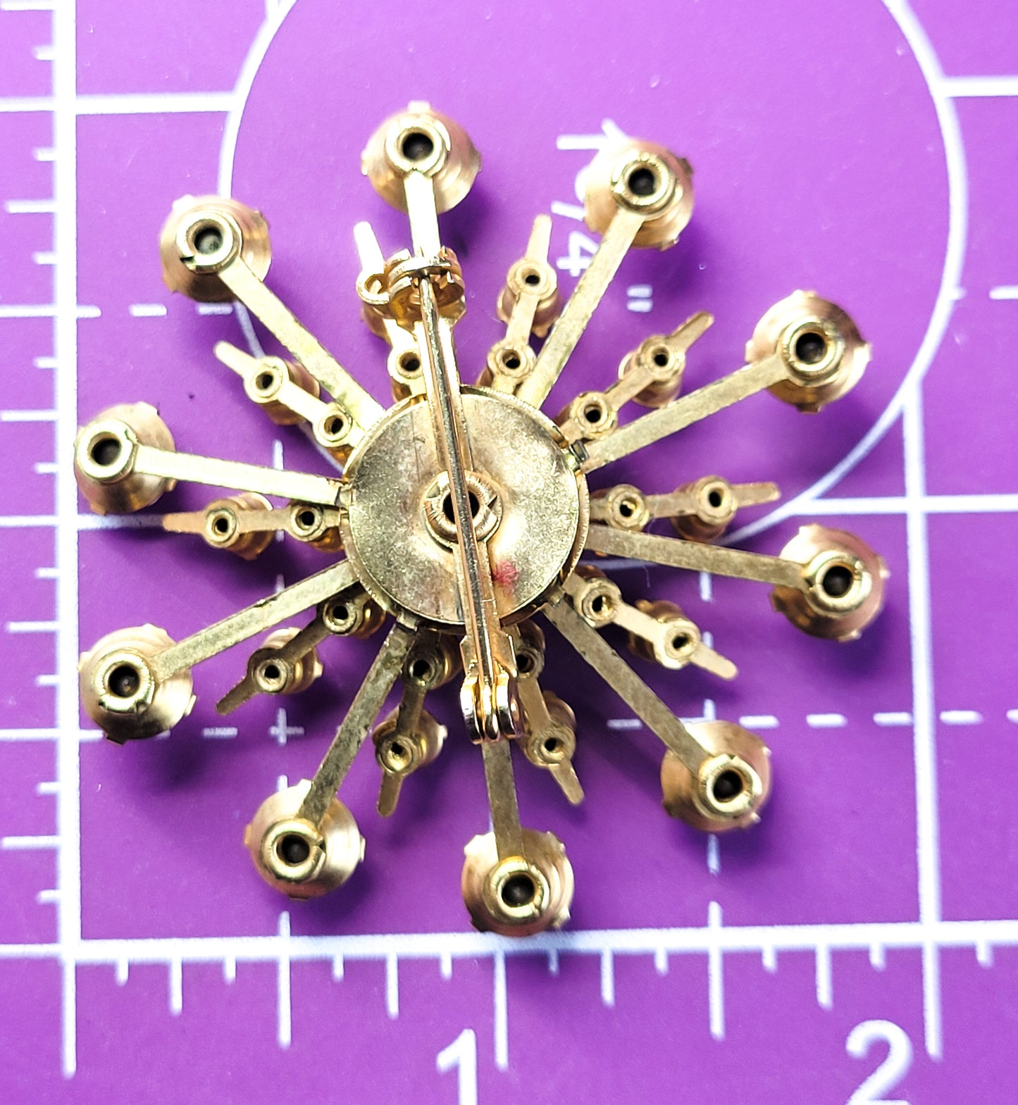 Rainbow Aurora Borealis AB MCM atomic starburst vintage rhinestone brooch