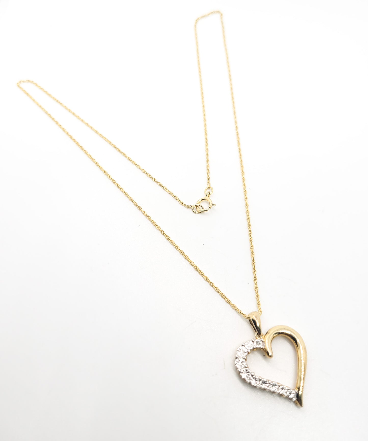 Lover's Heart Gold over sterling silver etched bi colored sweetheart necklace 925