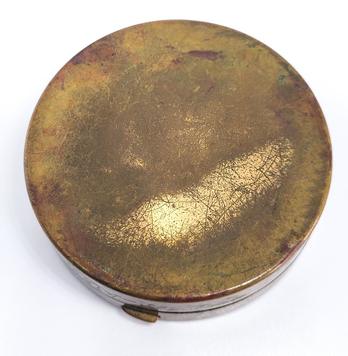 Dier - Kiss Art Deco brass & green enamel folding double mirror vintage compact