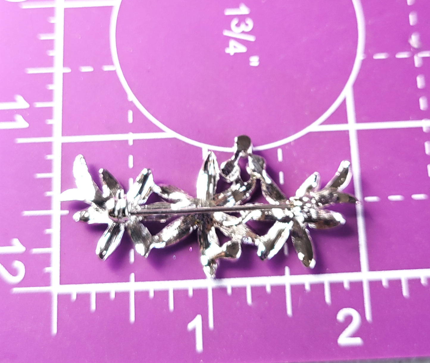 Swarovski Elements New in box silver toned blue and pink rhinestone flower brooch