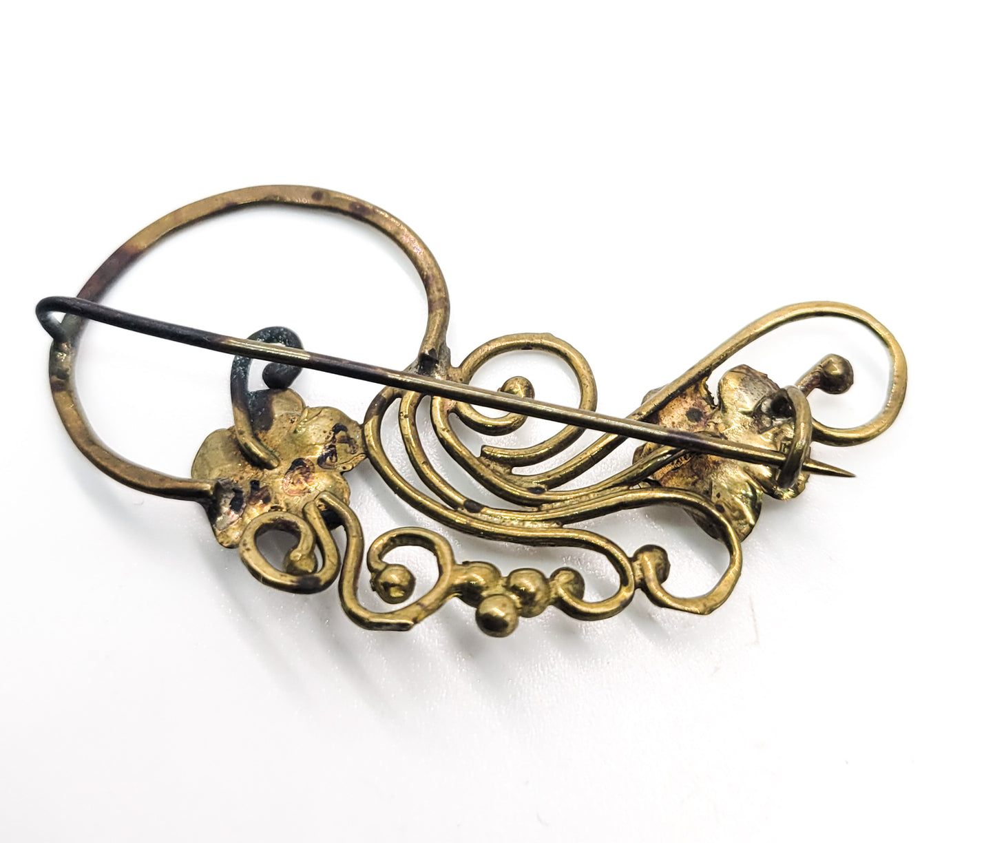 Brutalist handcrafted artisan twisted wire vintage flower brooch