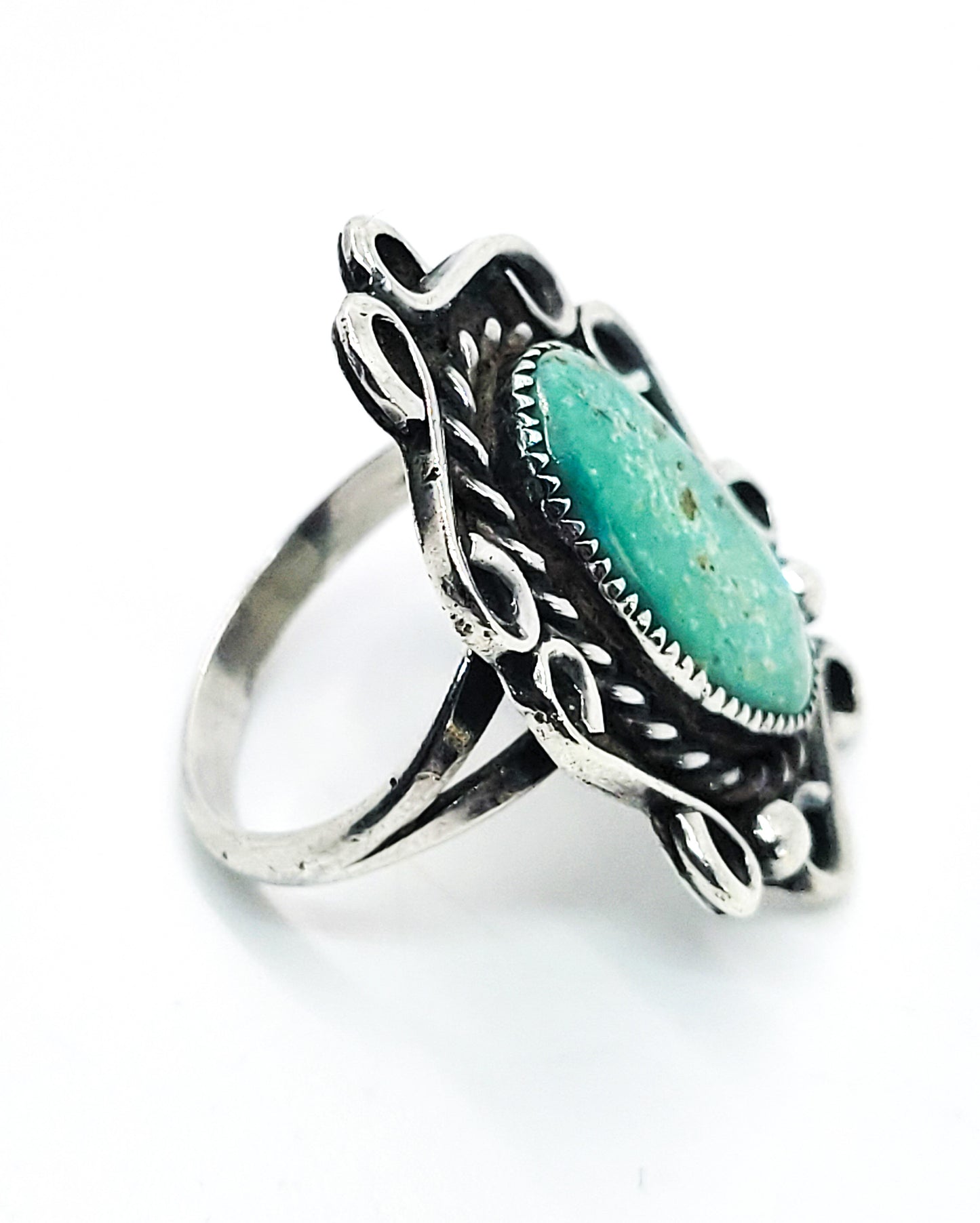 Navajo turquoise sterling silver Artisan vintage sterling silver ring size 7