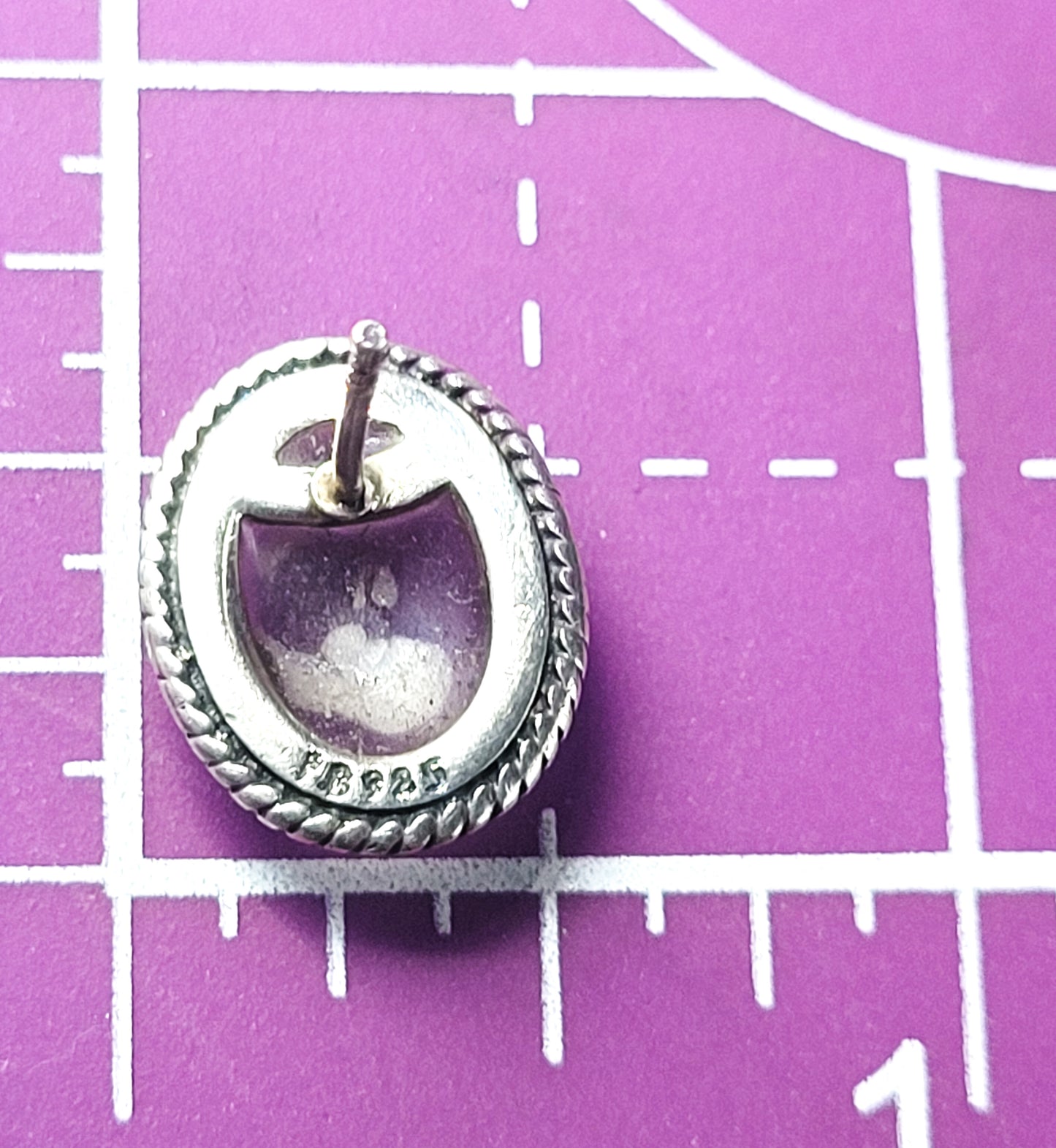 PB Amethyst cab twisted rope sterling silver stud earrings 925