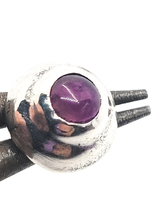 Mexican Amethyst Dome sterling silver vintage stud earrings 925