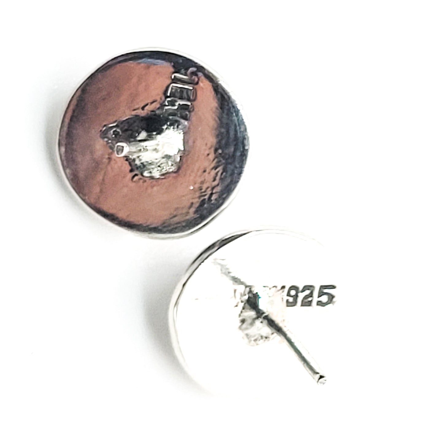Mexican Amethyst Dome sterling silver vintage stud earrings 925
