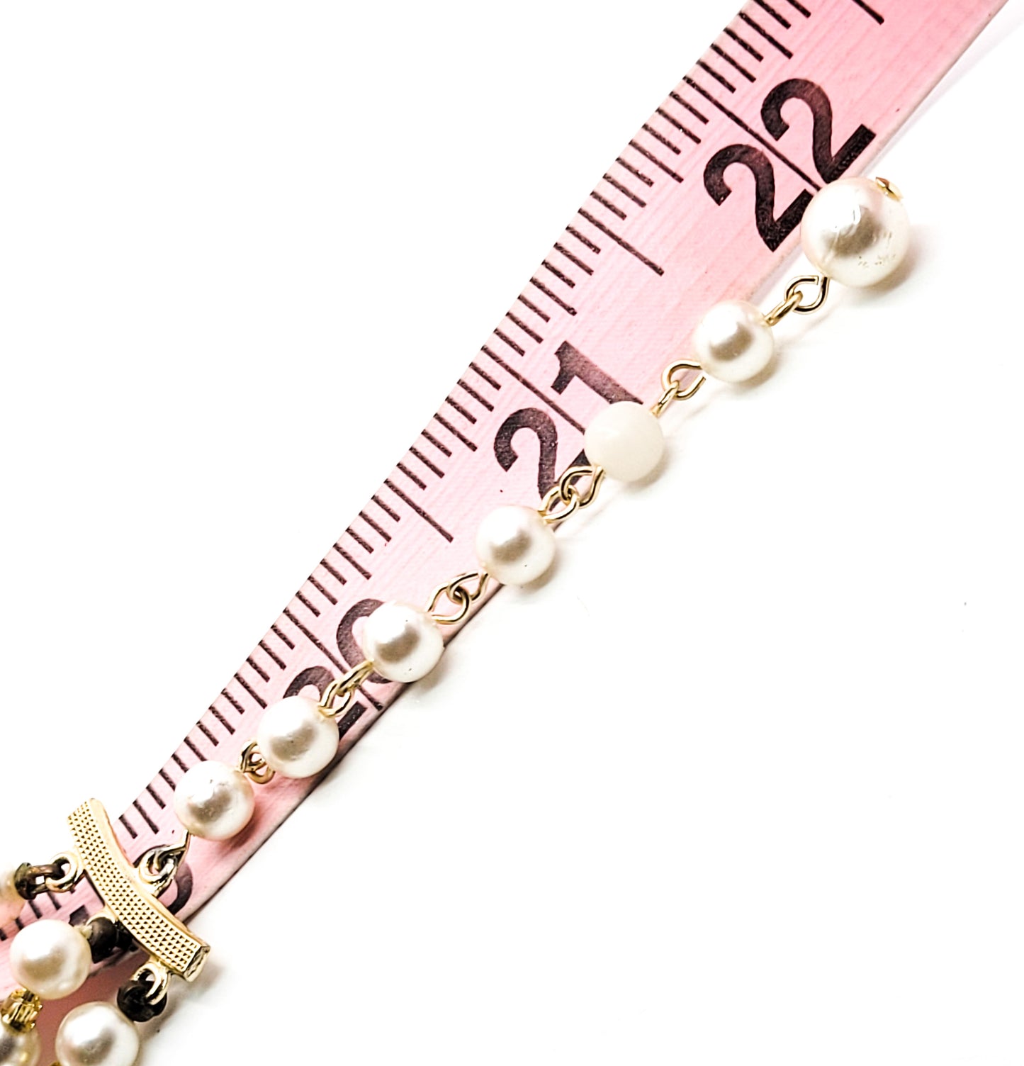 Mid century 3 tiered faux pearl and told Austrian crystal vintage gradutated necklace