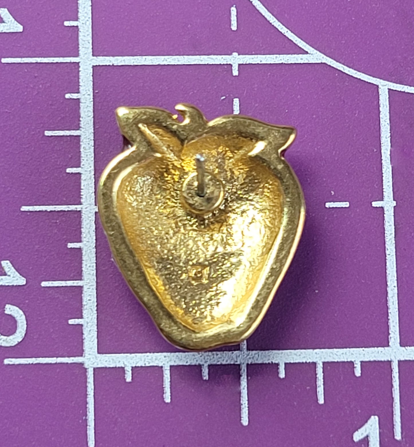 Strawberry red and green enamel gold toned vintage post earrings