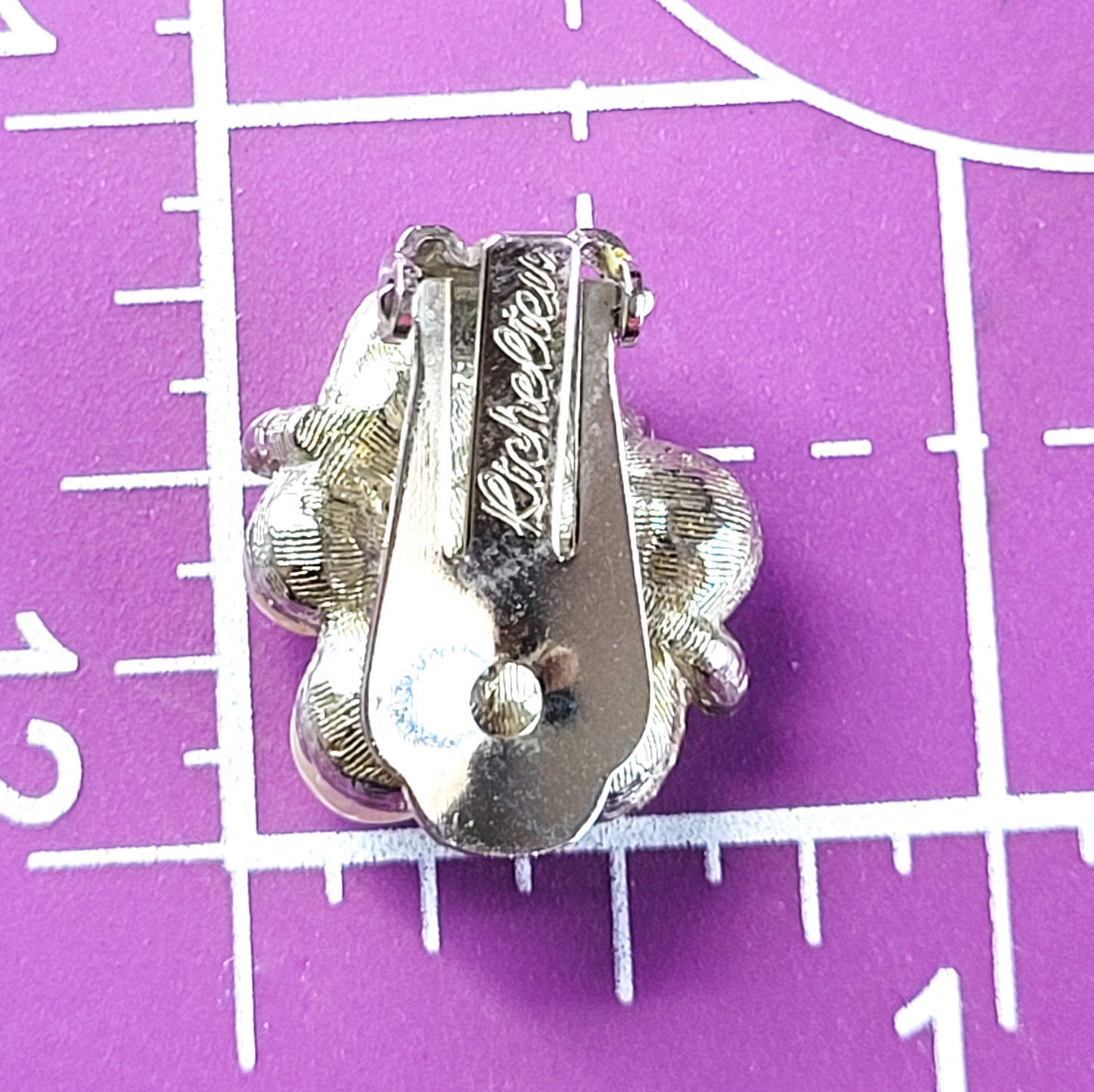 Richelieu pearl and pave rhinestone vintage clip on cluster earrings