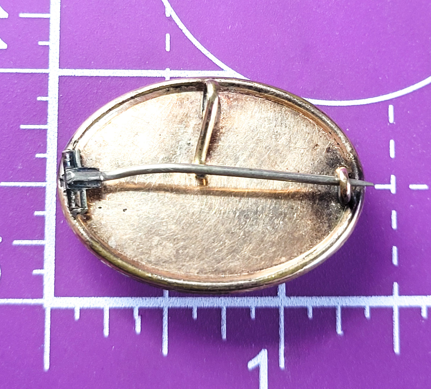 Taille d'épargne antique Victorian gold filled black enamel watch fob brooch