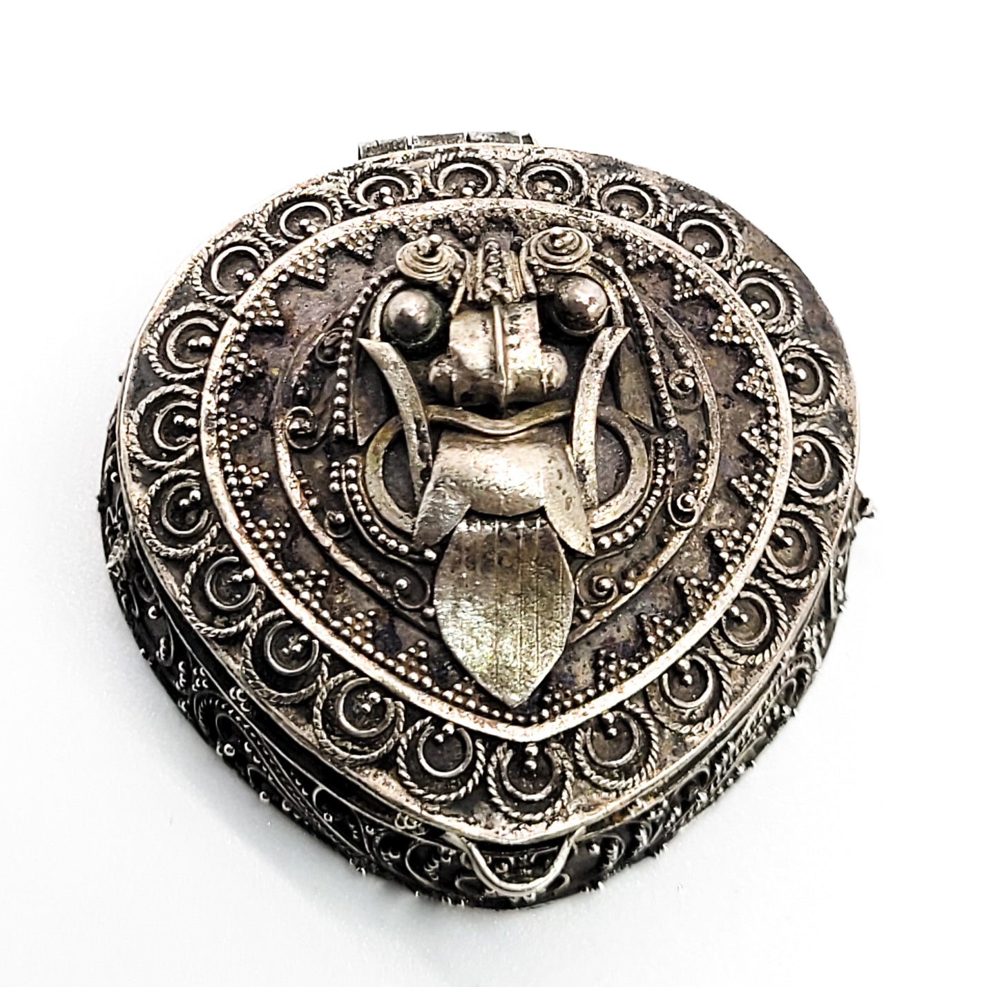 Rangda Balinese demon Queen Large mask sterling silver vintage trinket box jewelry