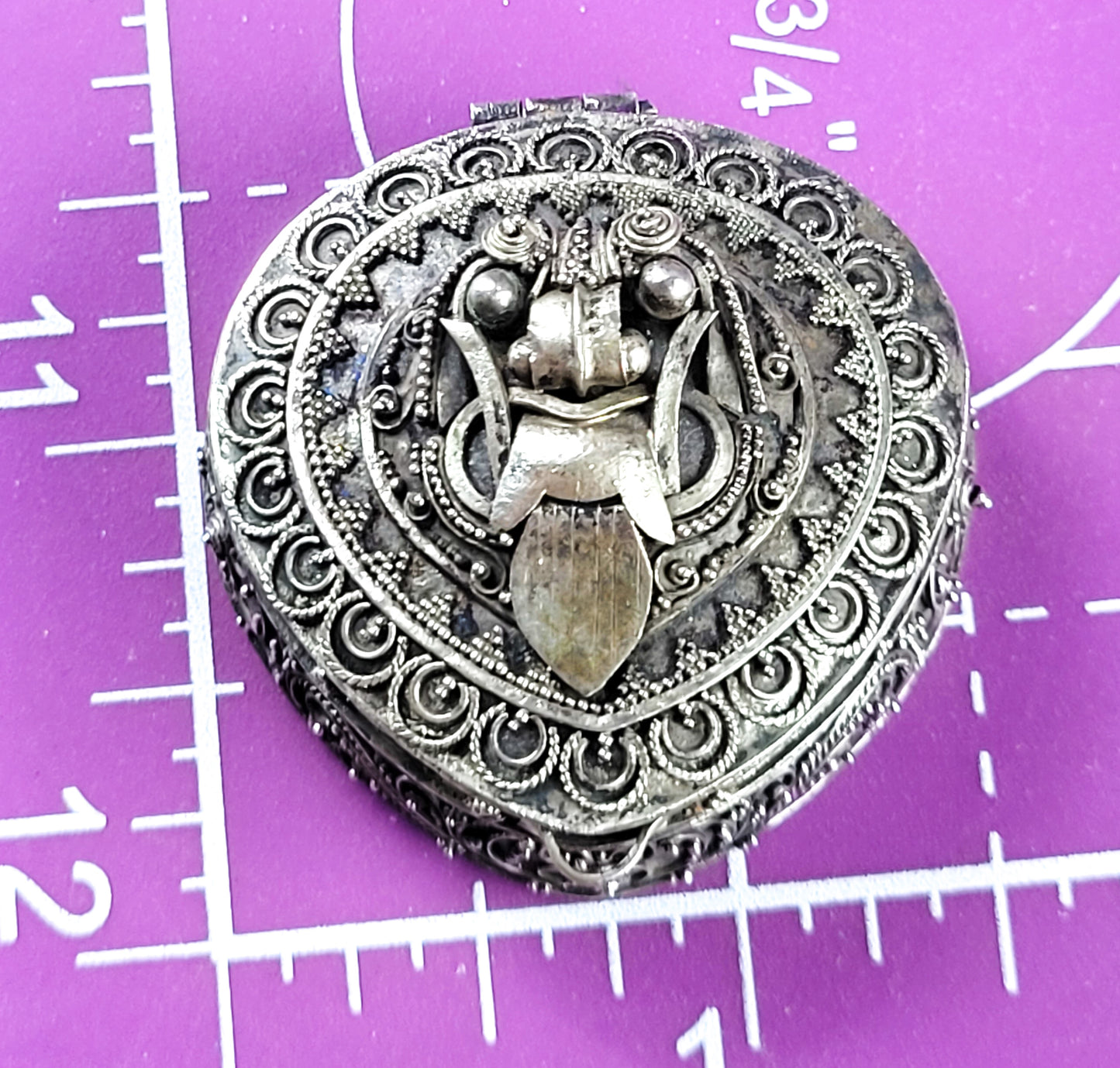 Rangda Balinese demon Queen Large mask sterling silver vintage trinket box jewelry