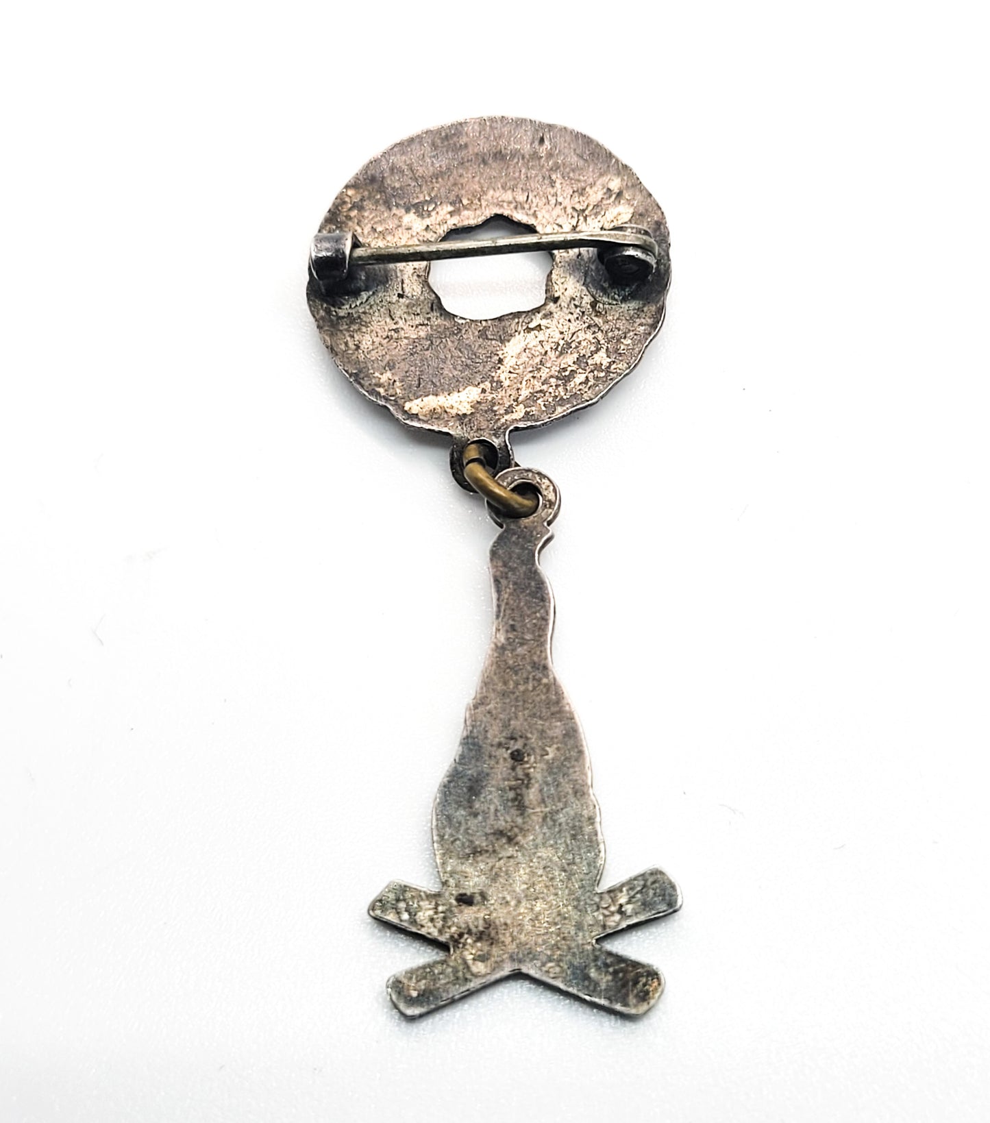 O.D.D. Sterling silver plated vintage fraternal order camp fire brooch pin