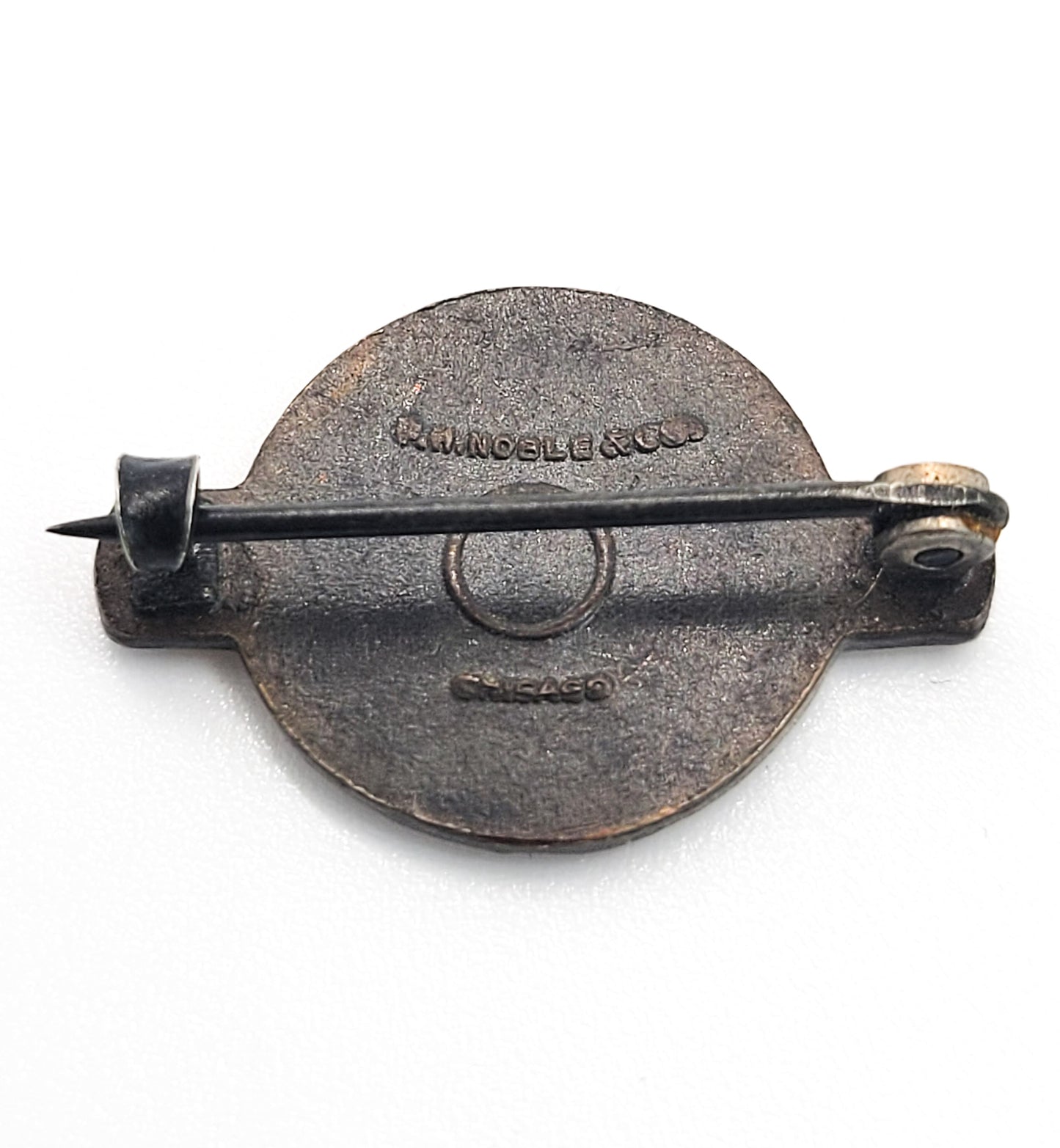 Junior Modern Woodman of America vintage wood and axe pin brooch WMA