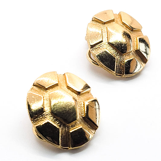 Napier Turtle shell vintage gold toned cluster signed clip on earrings