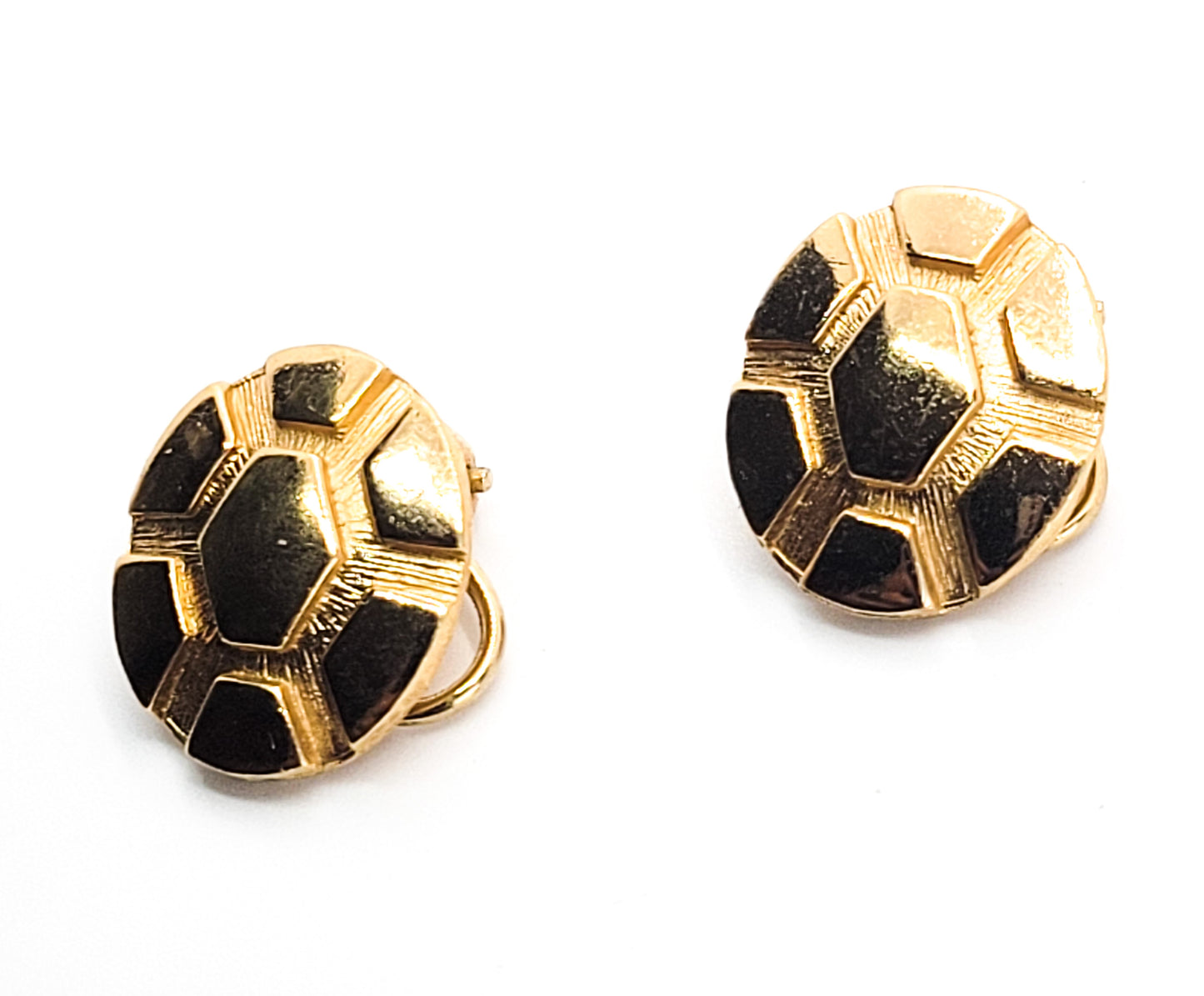 Napier Turtle shell vintage gold toned cluster signed clip on earrings