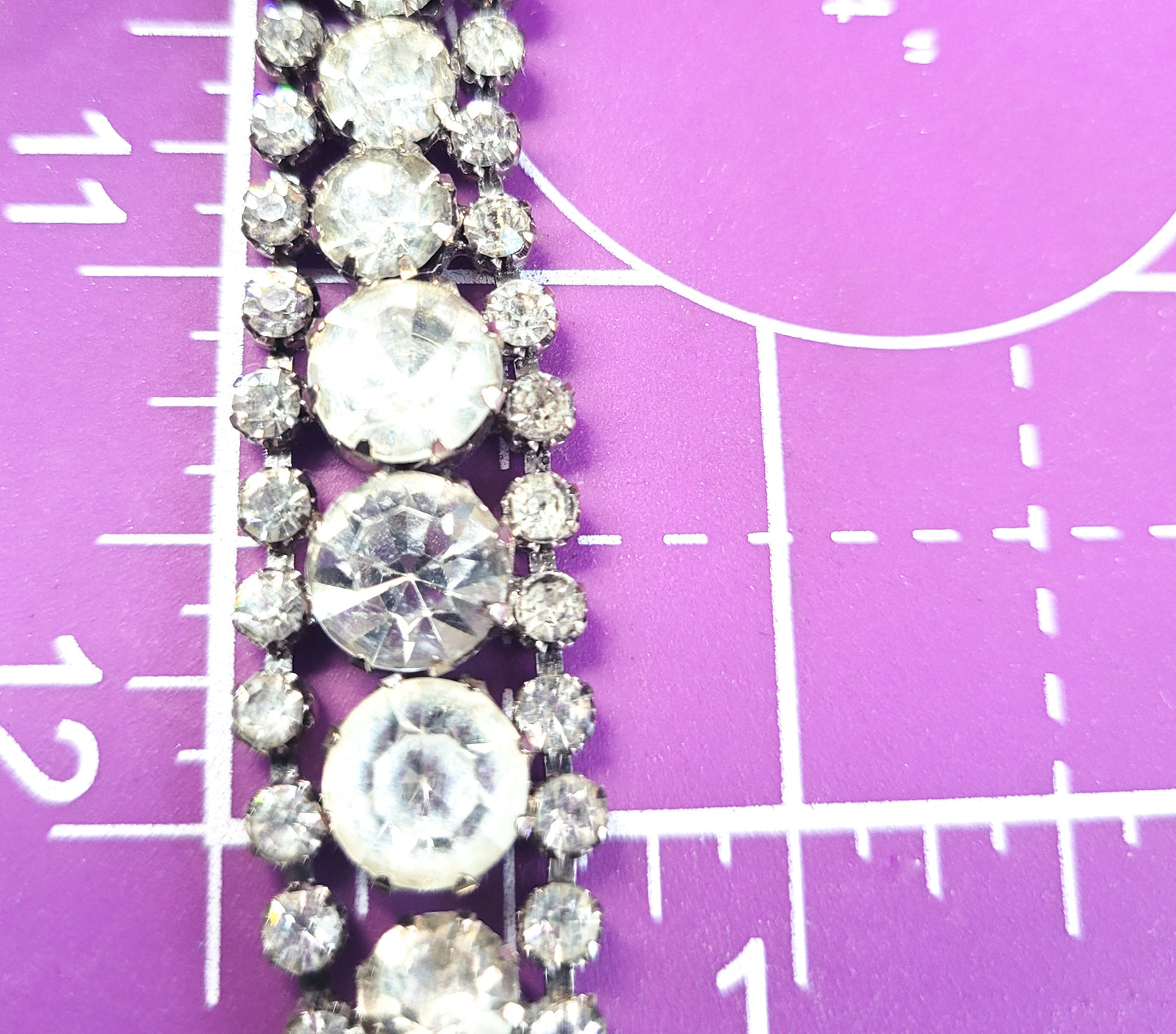 Three row clear graduated rhinestone vintage tennis bracelet