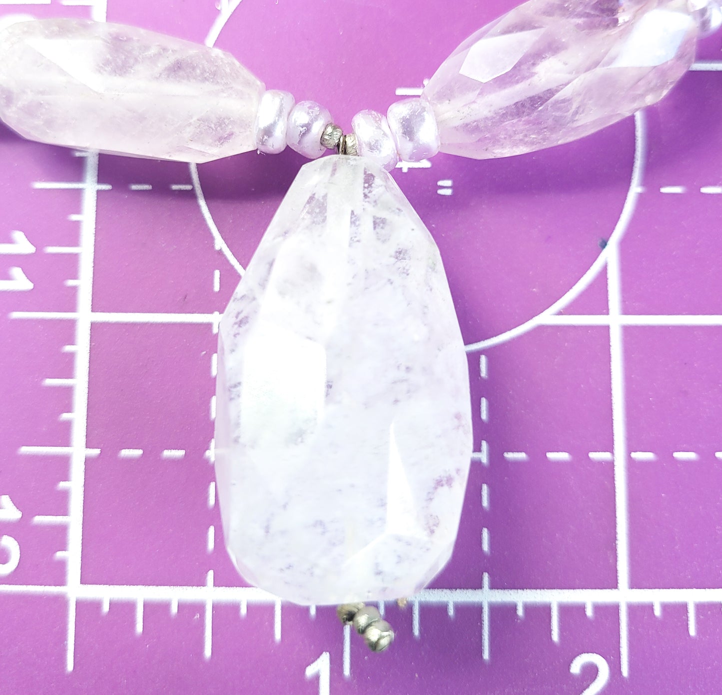 Chunky Amethyst and lavender pearl artisan beaded sterling statement necklace