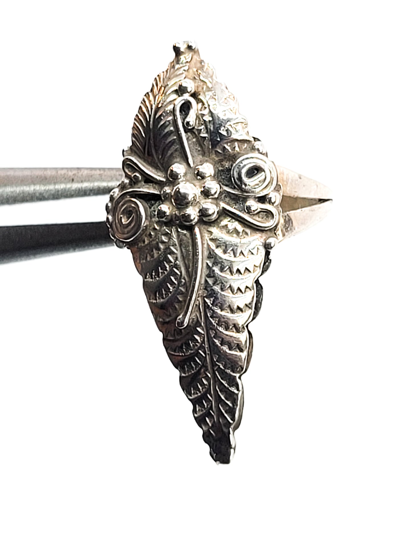 Native American Artisan Navajo sterling silver feather vintage ring size 5.75
