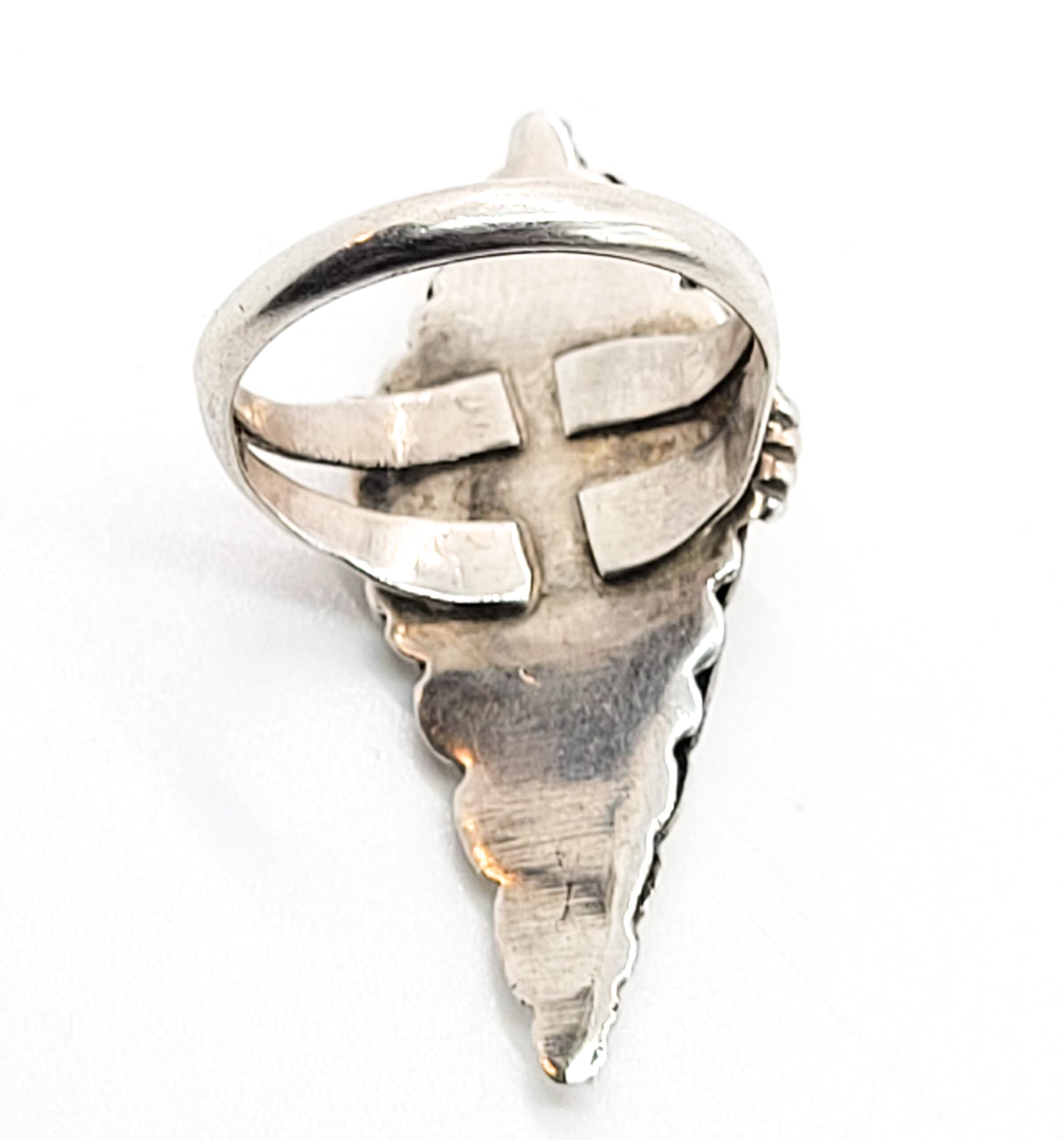 Native American Artisan Navajo sterling silver feather vintage ring size 5.75