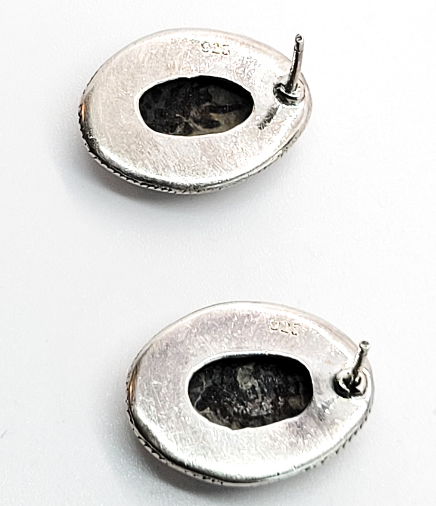 Speckled Jasper vintage artisan tribal sterling silver earrings