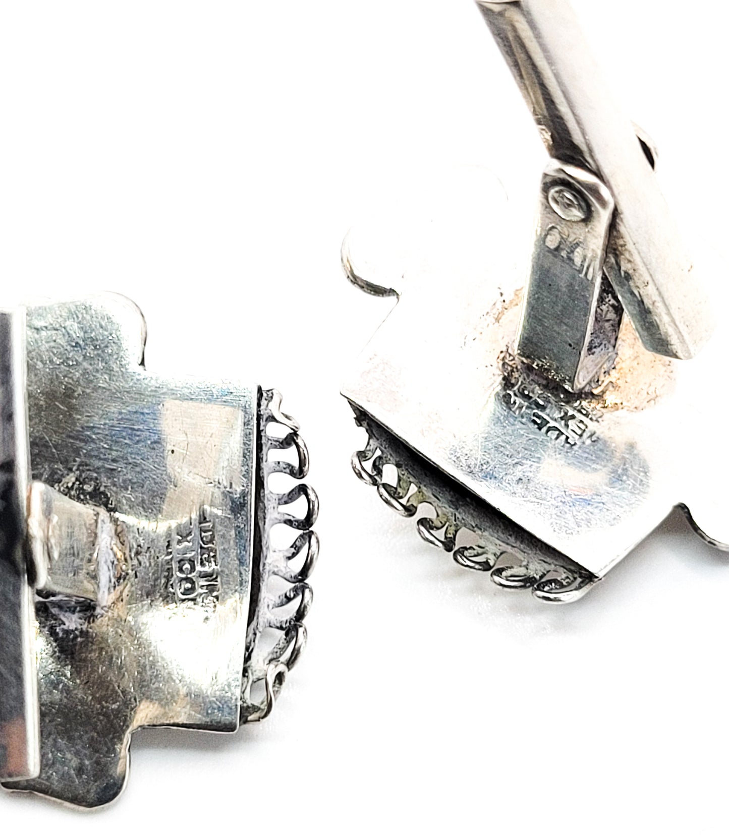 Aztec mask face vintage sterling silver made in Mexico cufflinks articulated nose ring