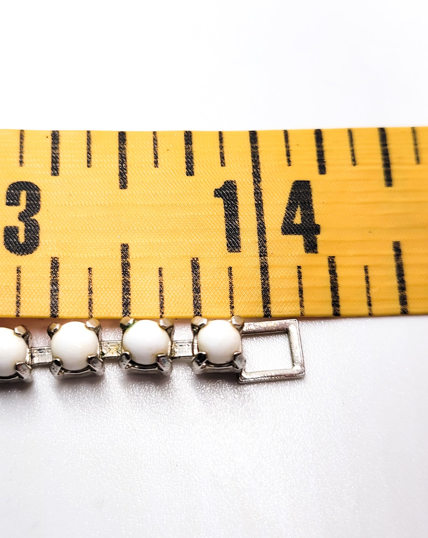 Milk glass baguette vintage white small rhinestone collar necklace mid century