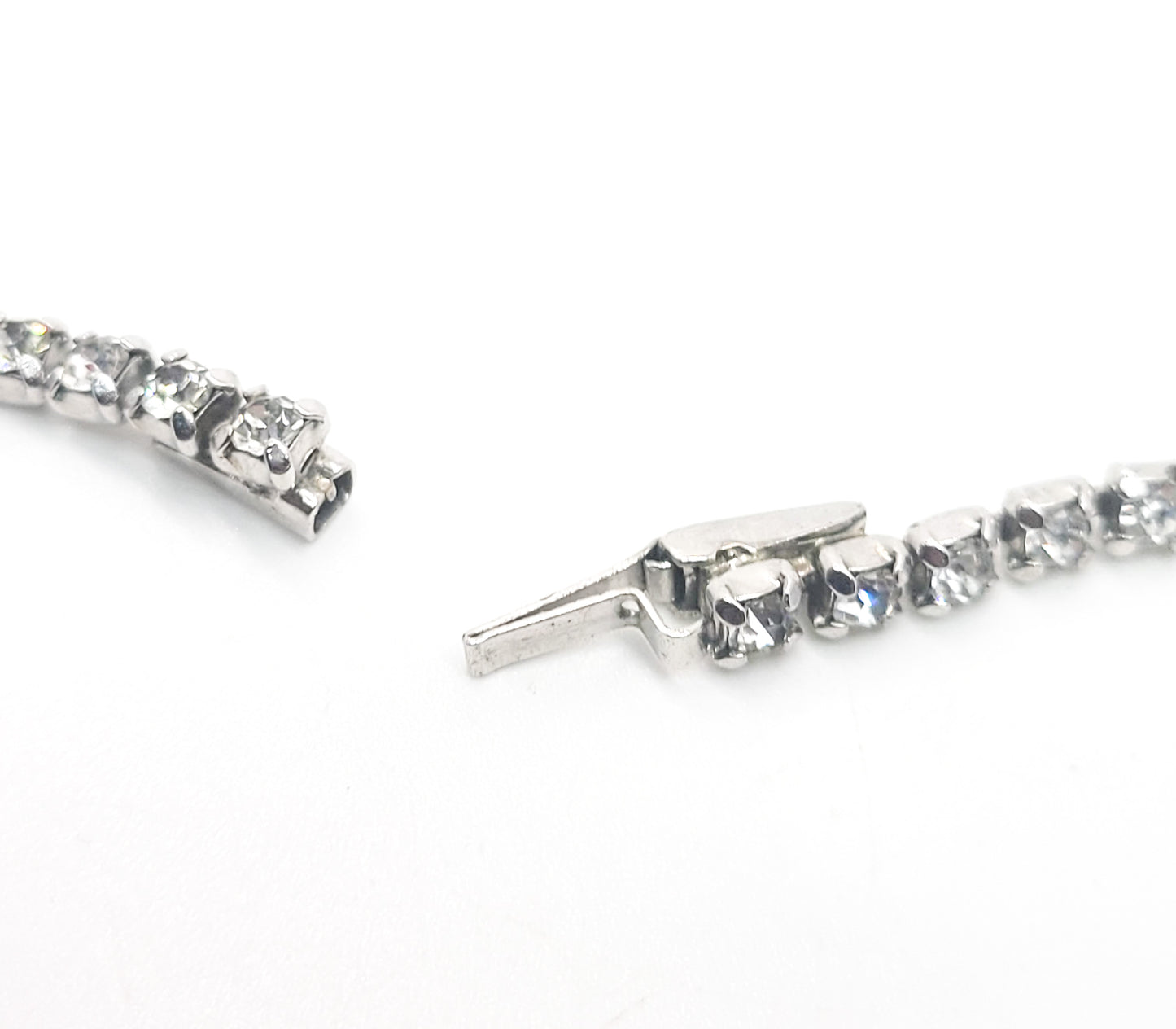 Waterfall clear vintage rhinestone princess cut necklace retro mid century