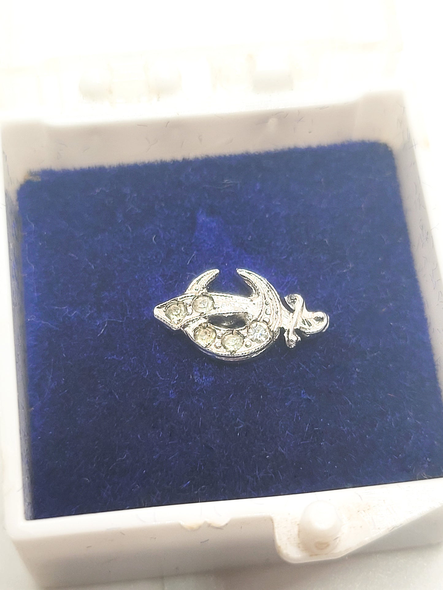 Masonic Shriner's sterling silver rhinestone vintage screw back lapel pin brooch in box