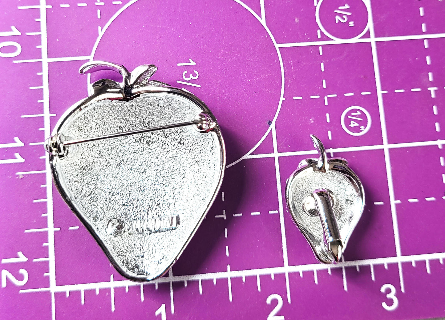 Strawberry Ice 1968 Sarah Coventry signed silver demi set earrings and brooch