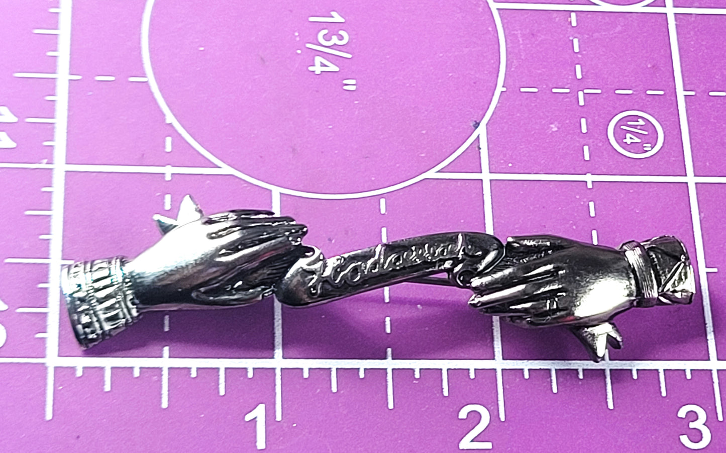 Vintage Jewish Hadassah two hand silver tone brooch