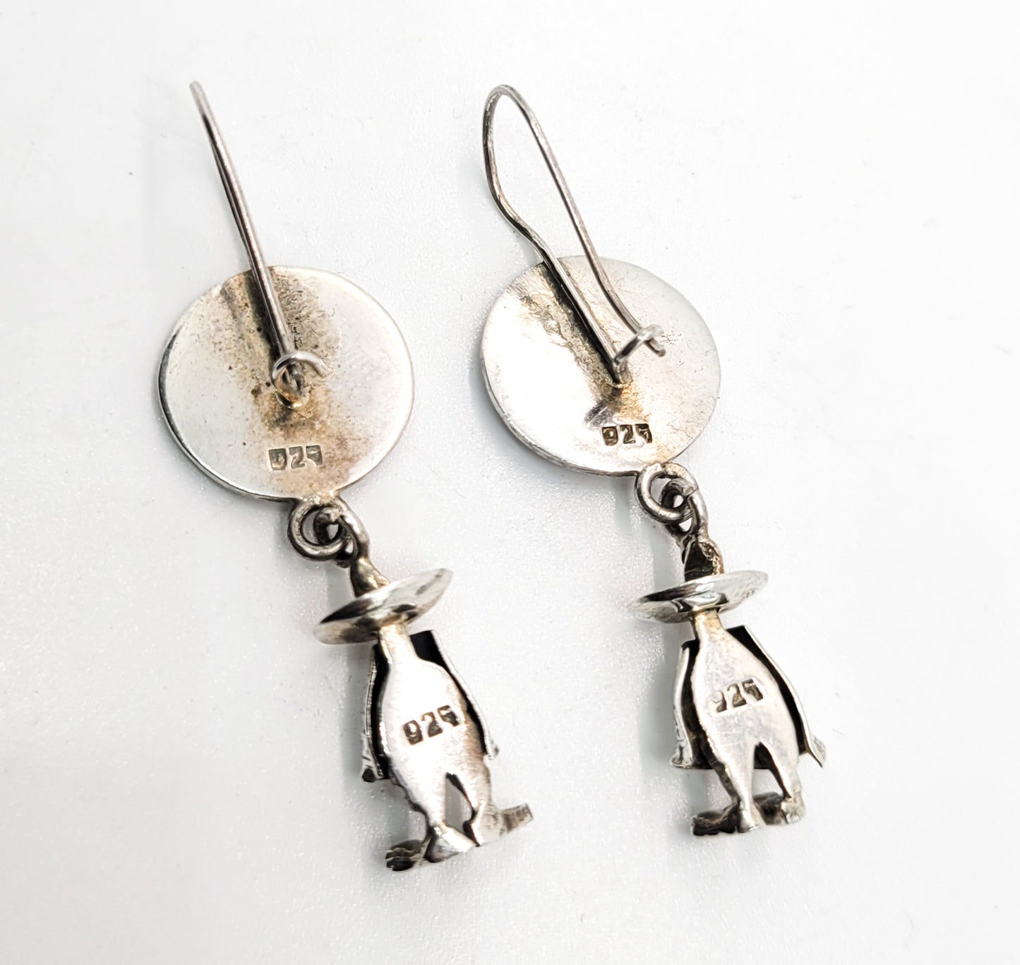 Aztec Mexica calendar sombrero Mexican vintage sterling silver drop earrings