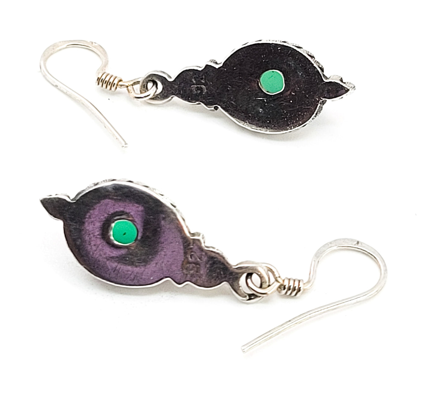 Green Chalcedony Balinese tribal sterling silver drop earrings