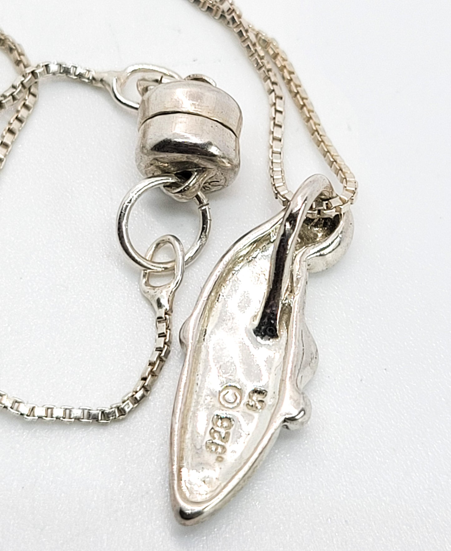 Mother and Child hugging magnetic clasp sterling silver pendant necklace