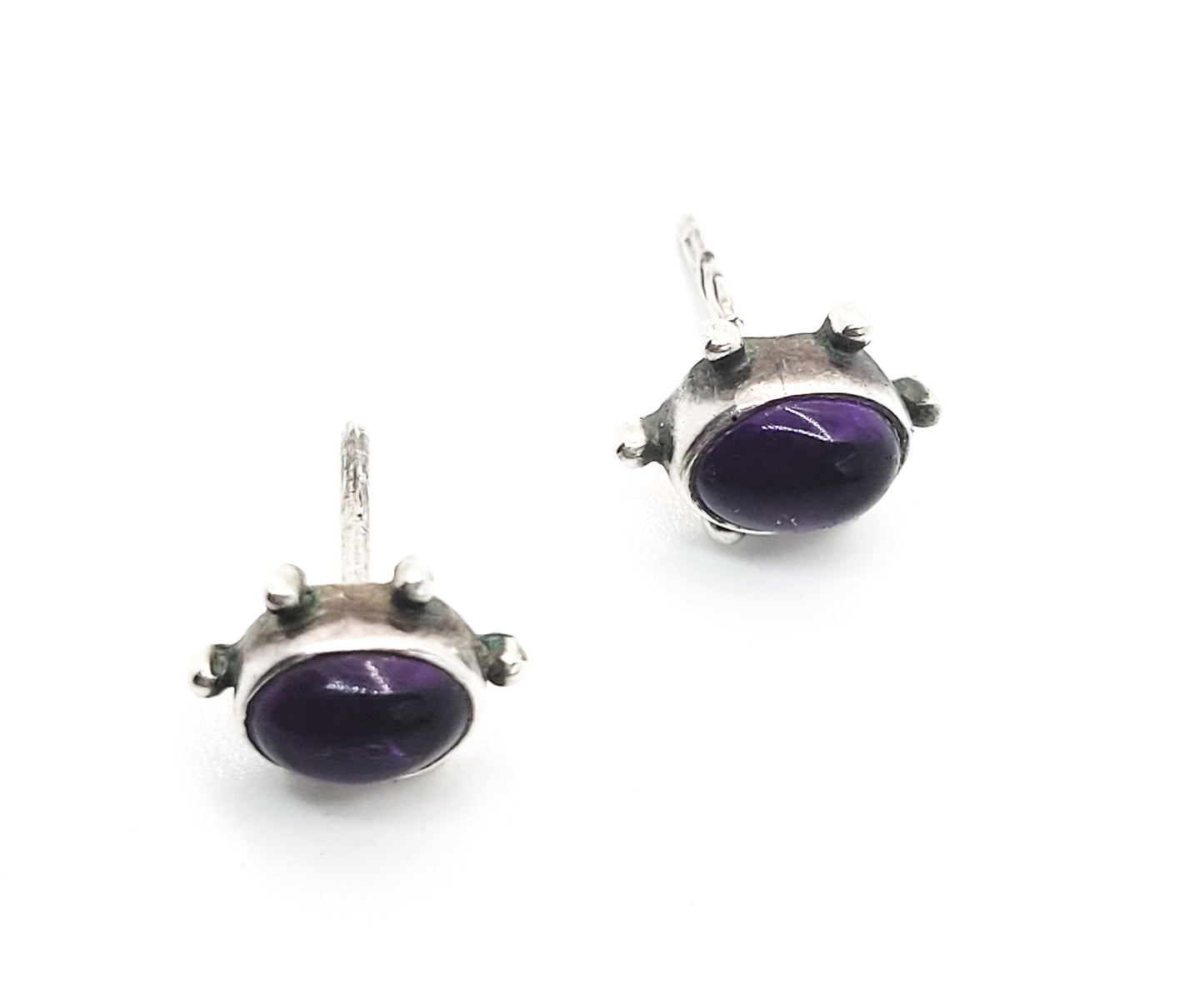 SU Amethyst purple gemstone sterling silver stud earrings