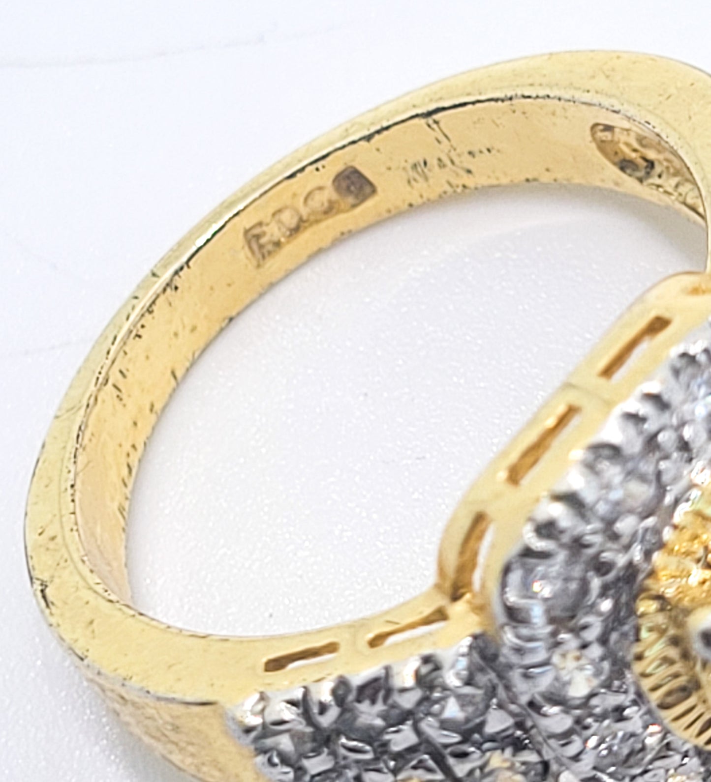 EDCO yellow gold plated Halo CZ cubic Zirconia large cocktail ring size 8.5