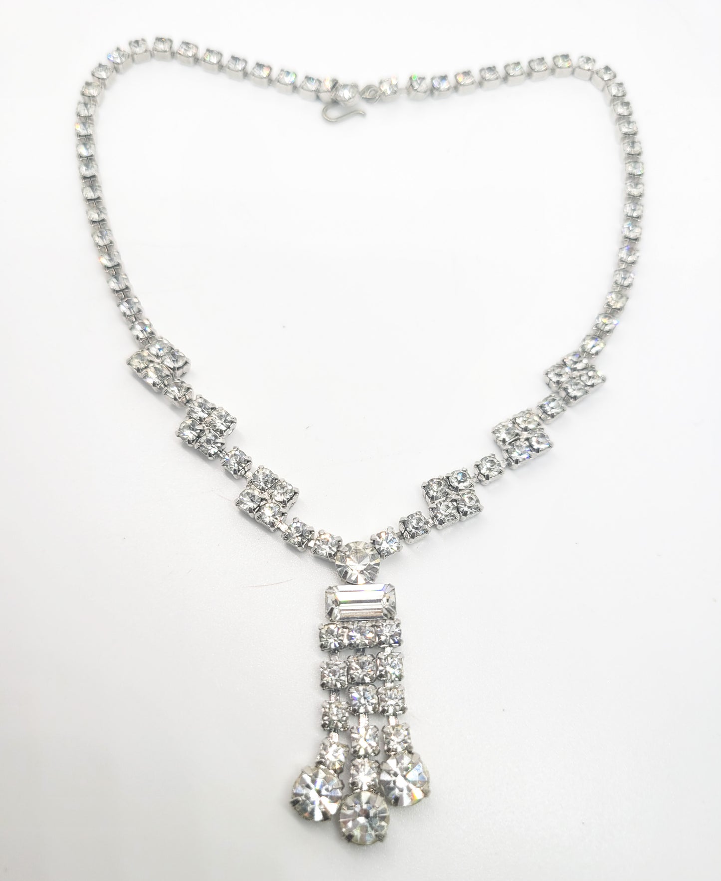 Bright sparkling waterfall chandelier vintage clear rhinestone choker necklace