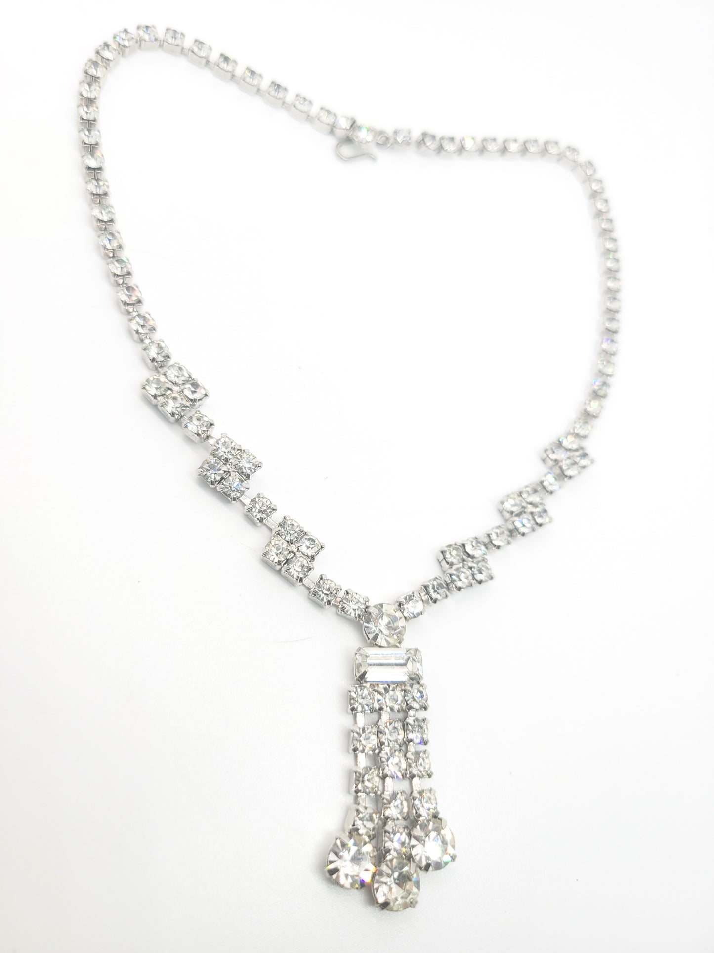 Bright sparkling waterfall chandelier vintage clear rhinestone choker necklace