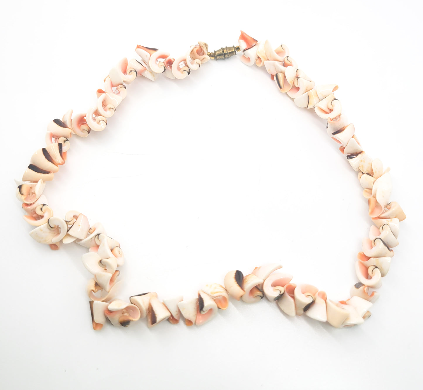 Luhuanus Sliced Spiral peach sea shell vintage surfer skater strung retro necklace