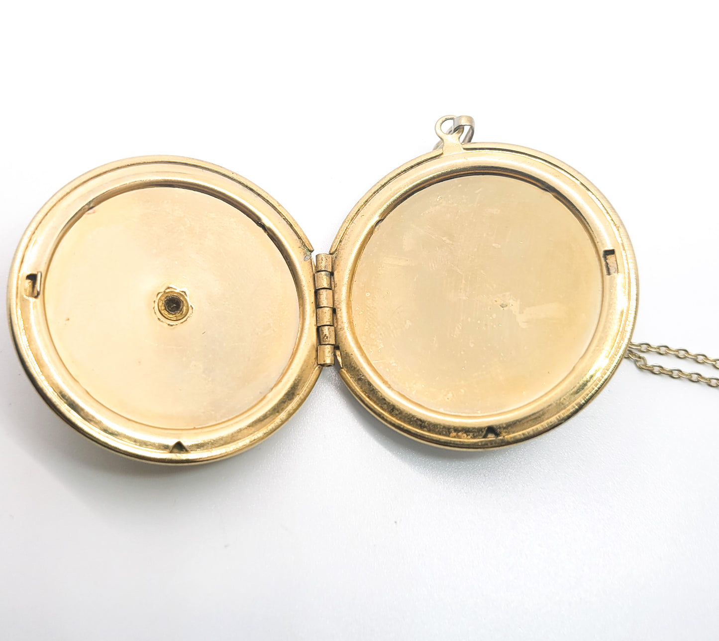 Flamenco cameo vintage transferware gold toned locket necklace