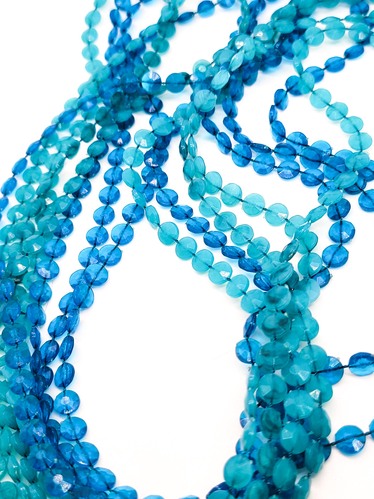Baby blue 8 strand vintage large blue plastic statement necklace